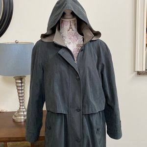 EUC Fleet Street Dark Gray Removable Fleece Liner Trench Coat 12